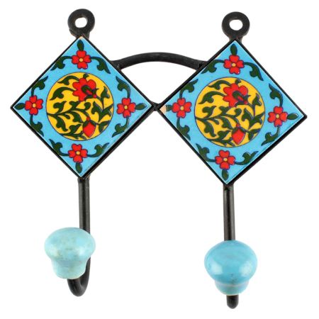 Yellow Ceramic Floral Tile Hook